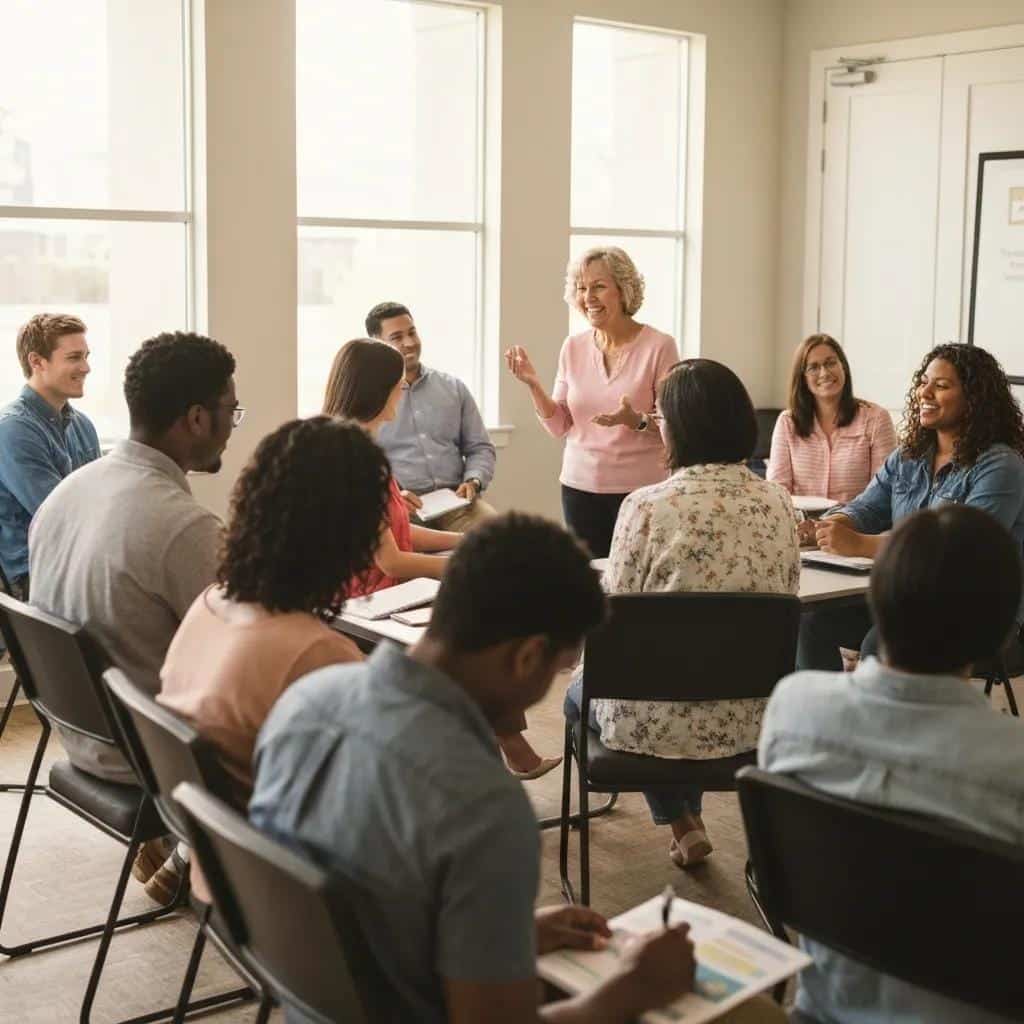 Homebuyers at a community workshop reviewing down payment assistance &mdash; local support for first steps