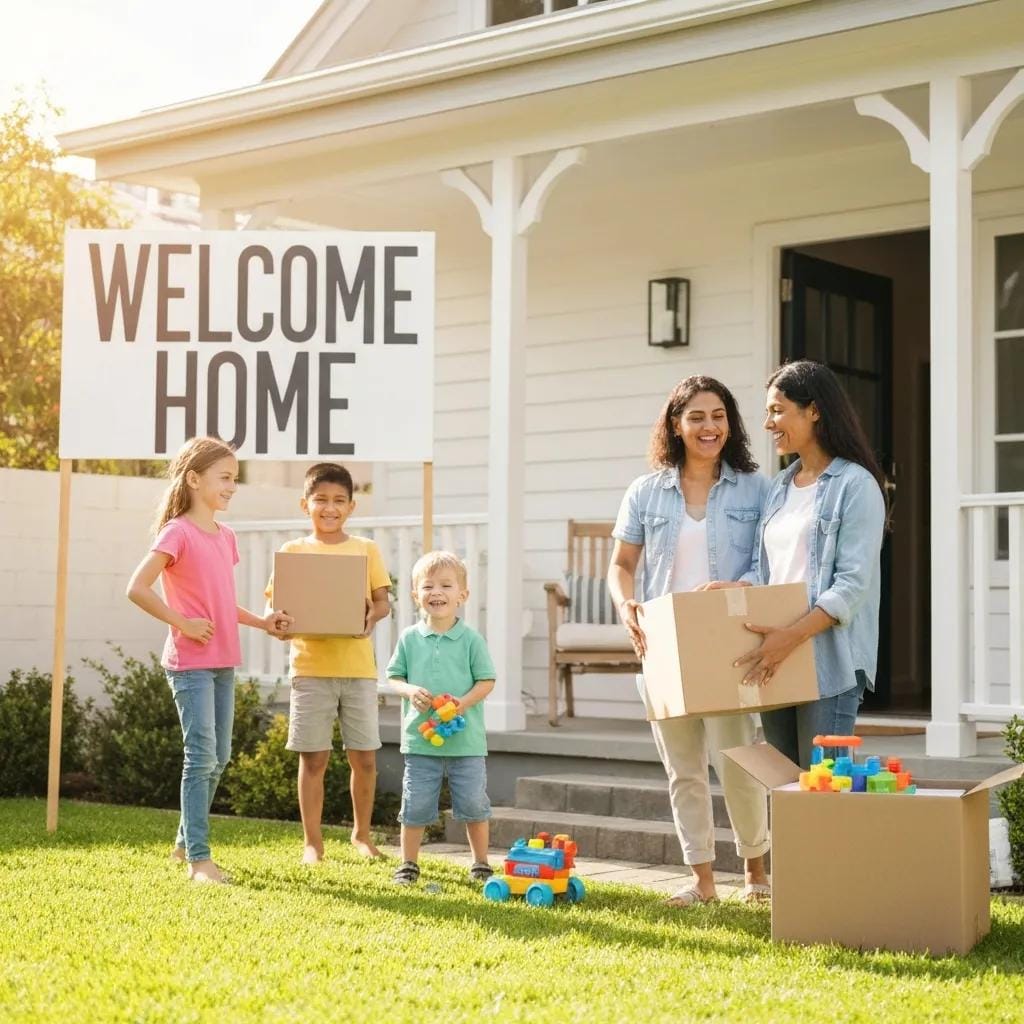 Family celebrating in their new Colorado home after using a bridge loan