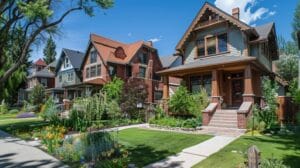 denver colorado homes with frontyard and street view no text no lettering